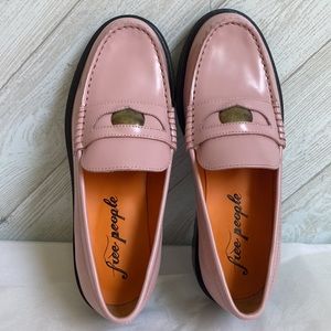 NEW Free People Liv penny loafers pink shoes 37